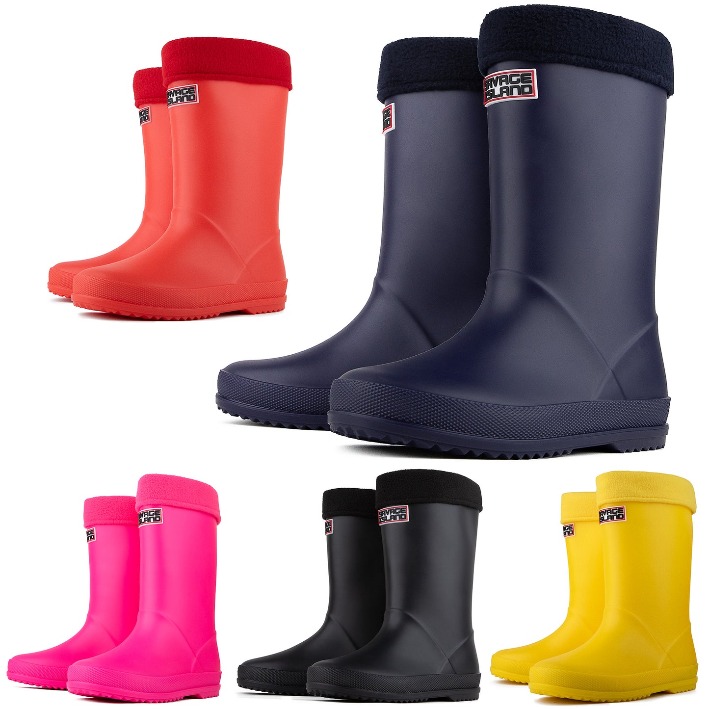 Kids Boys/Girls Waterproof Wellington Rain Boots with Removable Warm Lining Sock