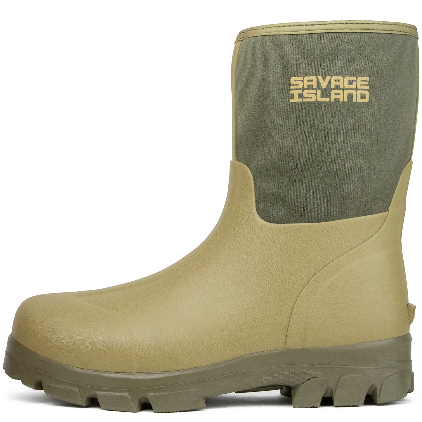 Savage Island Argyll Short Neoprene Wellington Boots - Insulated Rubber Warm Waterproof Wellies in Black & Green