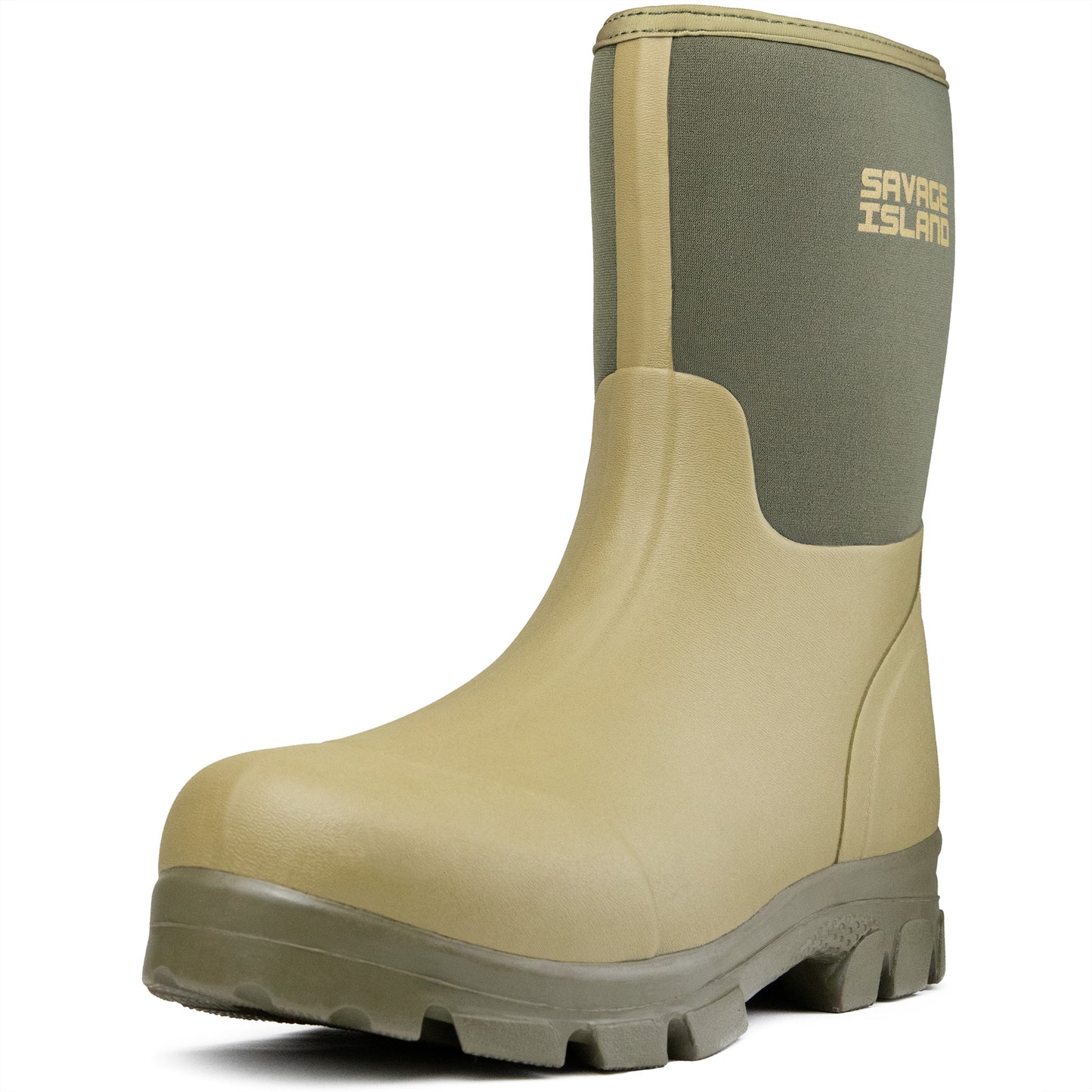 Savage Island Argyll Short Neoprene Wellington Boots - Insulated Rubber Warm Waterproof Wellies in Black & Green