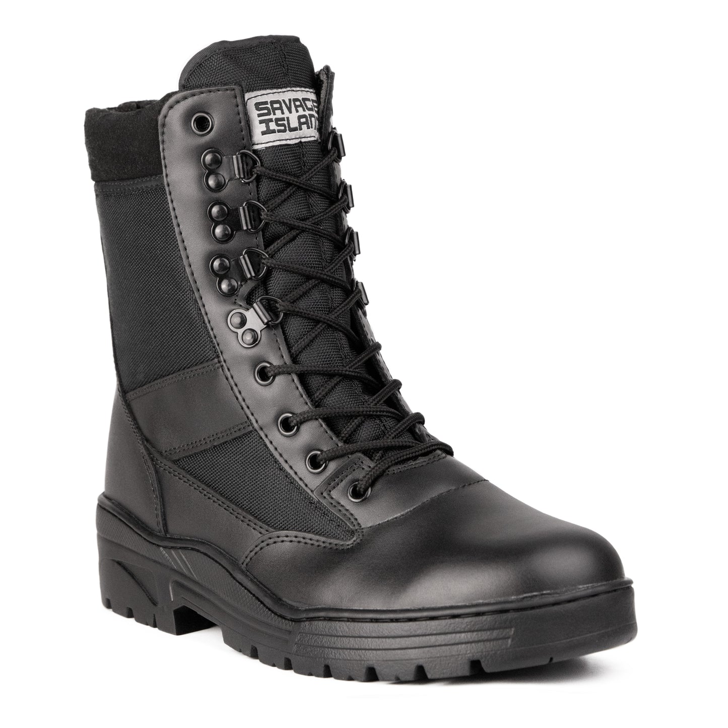 Black Leather Side Zip Patrol Boots Savage Island