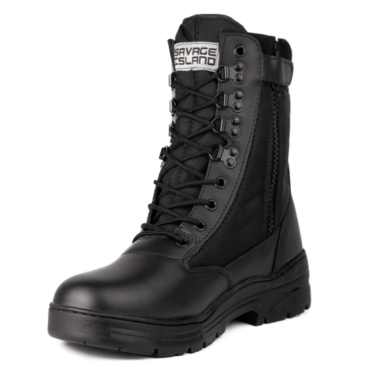 Black Leather Side Zip Patrol Boots Savage Island