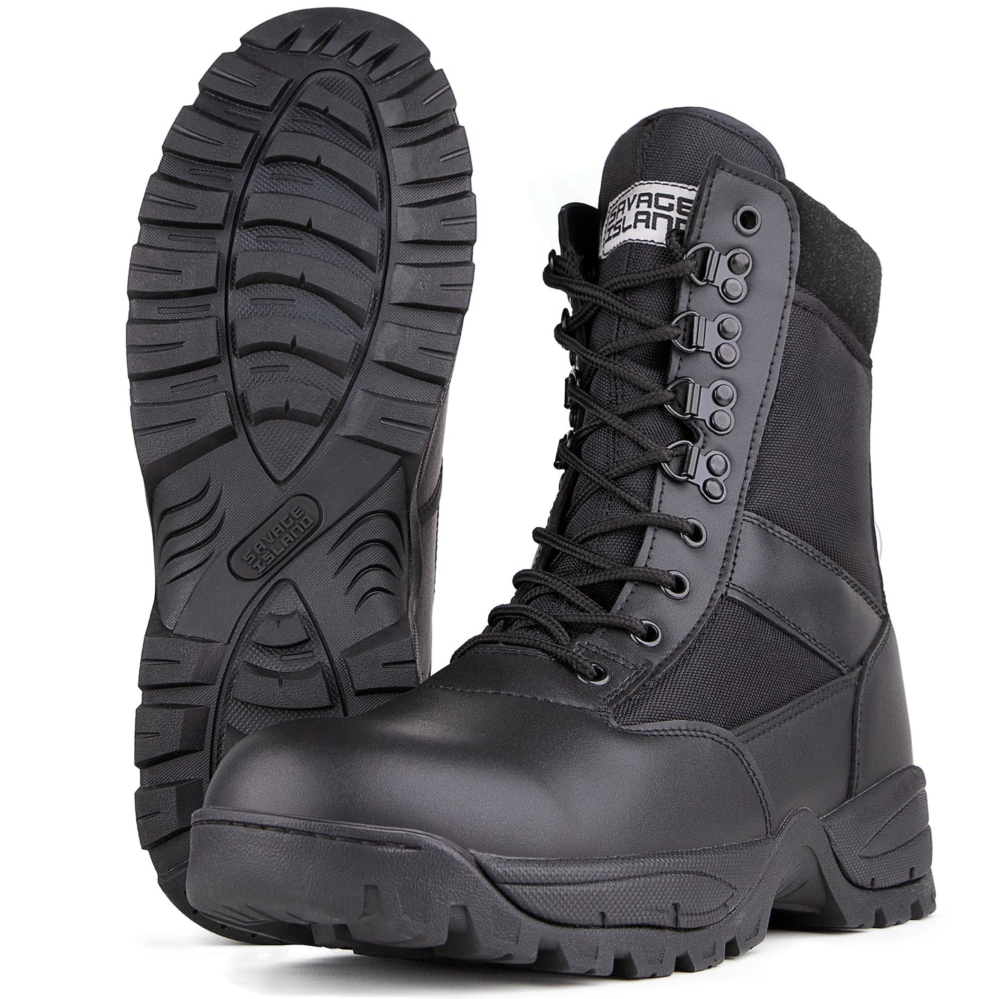 Savage Island Military Tactical Leather Side Zip & Lace Up Combat Boots