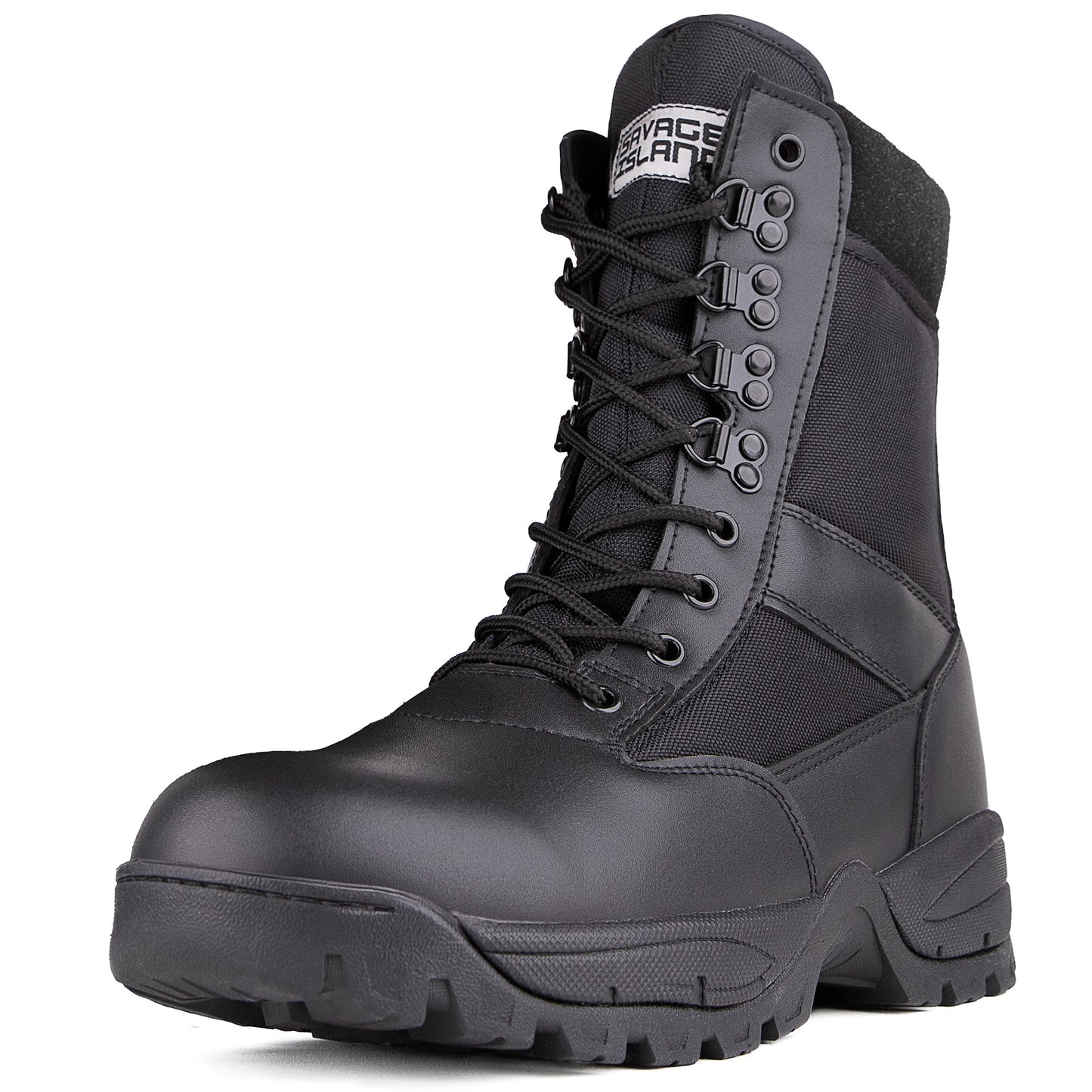Savage Island Military Tactical Leather Side Zip & Lace Up Combat Boots