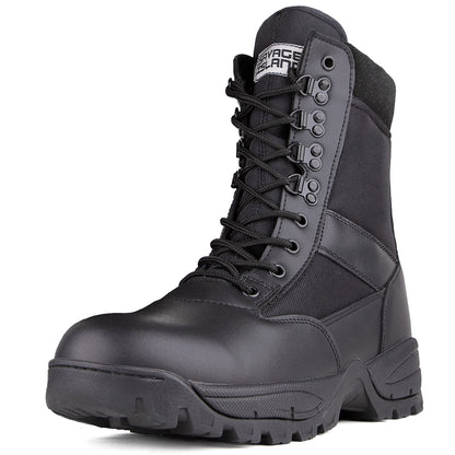 Savage Island Military Tactical Leather Side Zip & Lace Up Combat Boots
