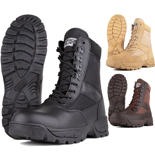 Savage Island Military Tactical Leather Side Zip & Lace Up Combat Boots