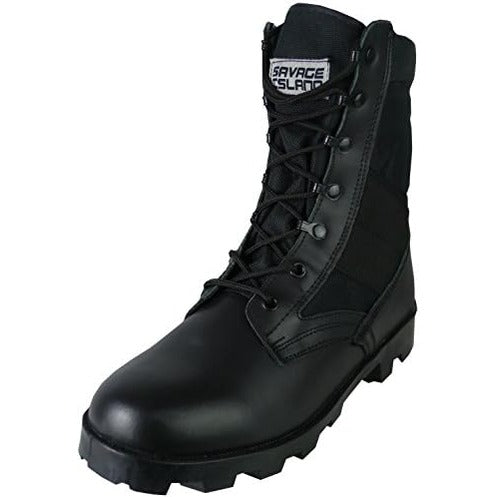 Black Leather Side Zip Jungle Combat Boots Savage Island