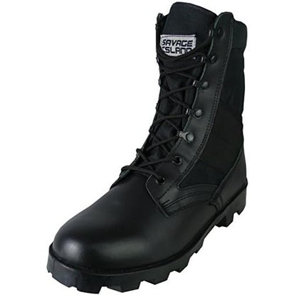 Black Leather Side Zip Jungle Combat Boots Savage Island