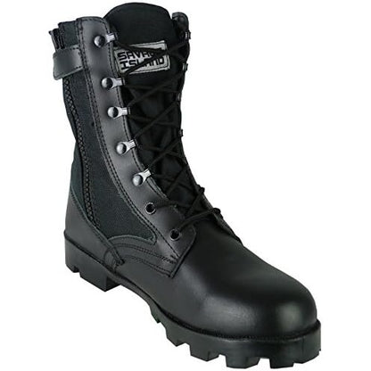 Black Leather Side Zip Jungle Combat Boots Savage Island