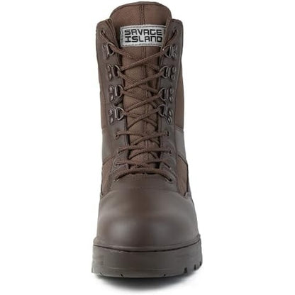 Brown Leather Patrol Boots Savage Island