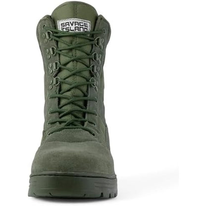 Green Suede Combat Boots Savage Island