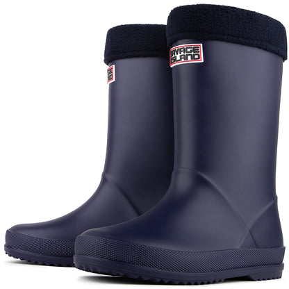 Kids Boys/Girls Waterproof Wellington Rain Boots with Removable Warm Lining Sock