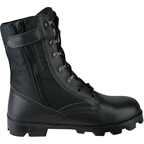 Black Leather Side Zip Jungle Combat Boots Savage Island