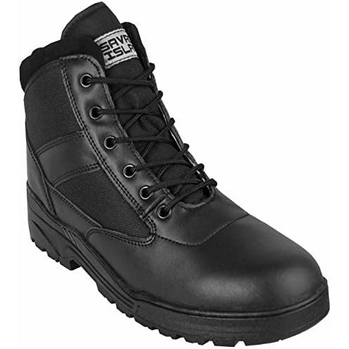 Mid Black Leather Patrol Boots Savage Island