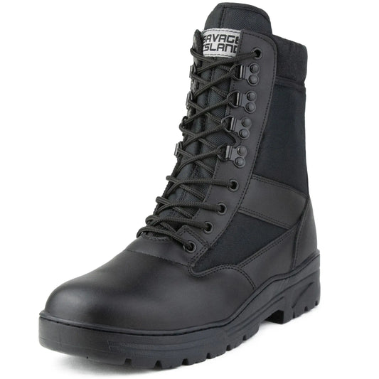 Black Leather Patrol Boots Savage Island