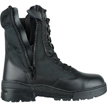 Black Leather Side Zip Patrol Boots