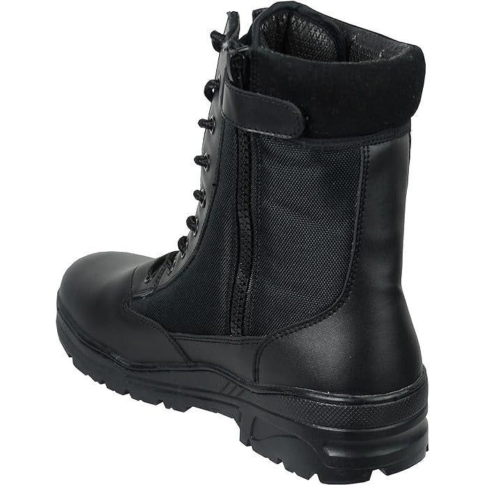 Side Zip Black Leather Patrol Boots Savage Island