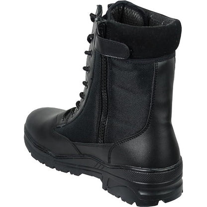 Side Zip Black Leather Patrol Boots Savage Island
