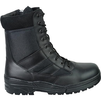 Side Zip Black Leather Patrol Boots Savage Island