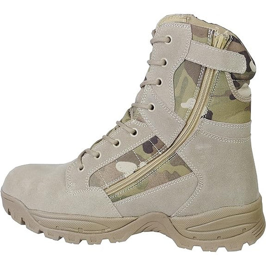 Tactical Side Zip Camo Desert Suede Patrol Boots
