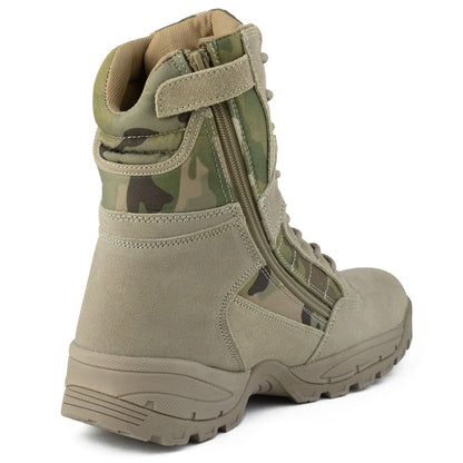 Tactical Side Zip Camo Desert Suede Patrol Boots Savage Island