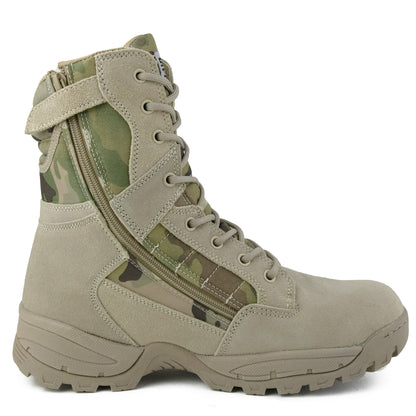 Tactical Side Zip Camo Desert Suede Patrol Boots Savage Island