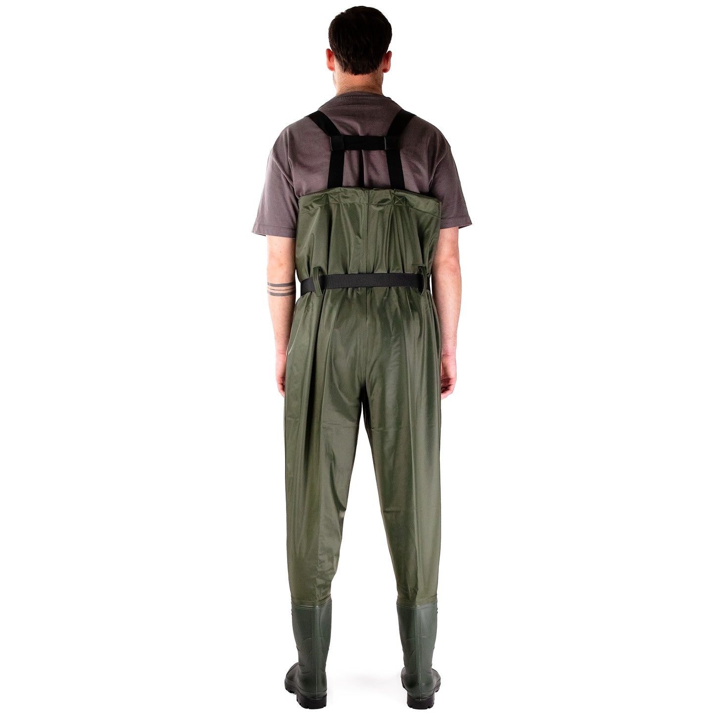 Nylon Chest Waders – PVC Coated, Zipped Front Pocket, Built-In Boots
