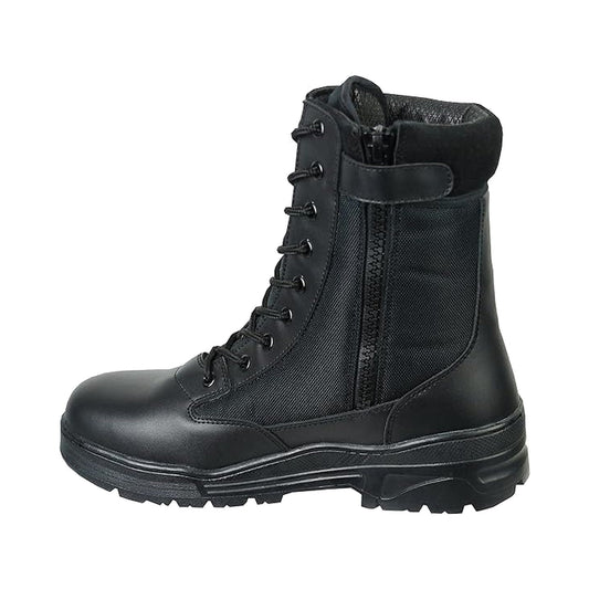 Apex Side Zip Black Leather Patrol Boots
