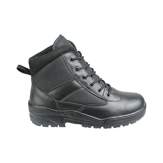 Mid Black Leather Patrol Boots