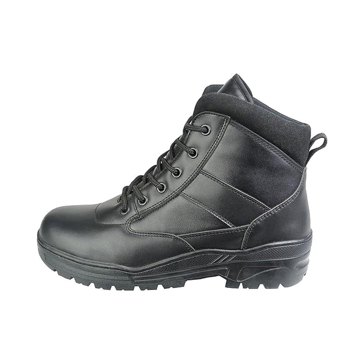 Summit Mid Black All Leather Side Zip Patrol Boots