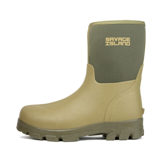 Argyll Men's Short Neoprene Insulated Waterproof Wellies in Black and Green